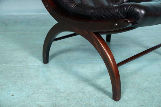 Image 1 of Midcentury leren fauteuil sixties, emporer style chair