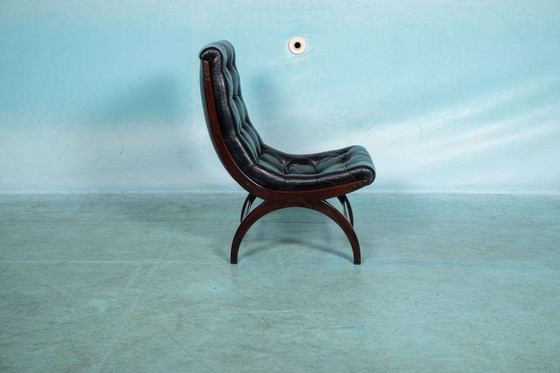 Image 1 of Midcentury leren fauteuil sixties, emporer style chair