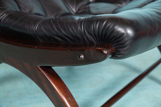 Image 1 of Midcentury leren fauteuil sixties, emporer style chair