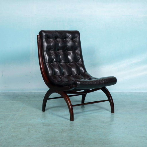 Midcentury leren fauteuil sixties, emporer style chair