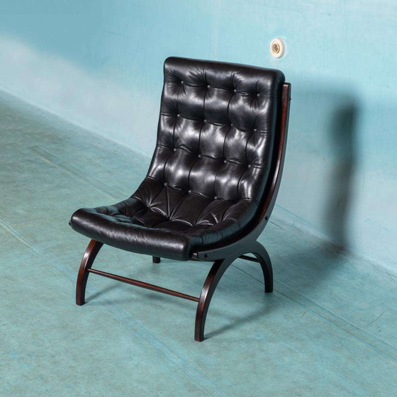 Image 1 of Midcentury leren fauteuil sixties, emporer style chair