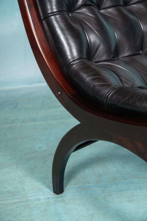 Image 1 of Midcentury leren fauteuil sixties, emporer style chair