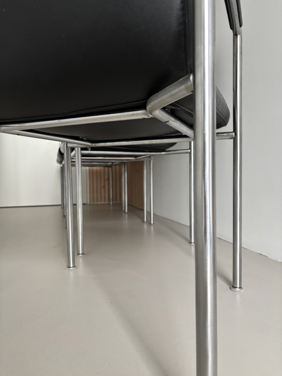 Image 1 of 4X Design Gelderland 6650 Zwart Leer Eetkamerstoelen