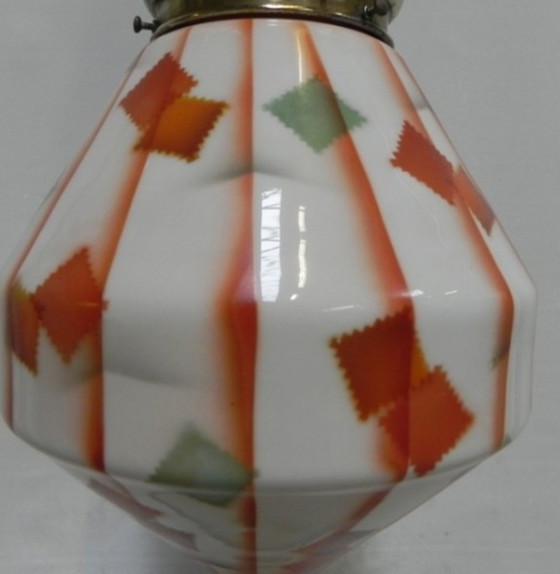 Image 1 of Art Deco hanglamp met schuine glazen kap