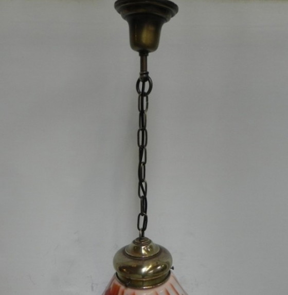 Image 1 of Art Deco hanglamp met schuine glazen kap