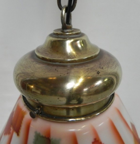 Image 1 of Art Deco hanglamp met schuine glazen kap