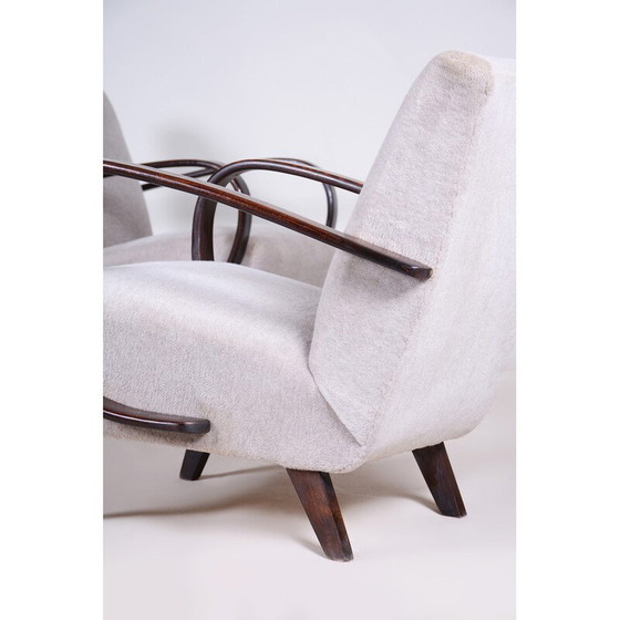 Image 1 of Paar vintage Art Deco beuken fauteuils van Jindrich Halabala voor UP Zavody, Tsjecho-Slowakije 1930