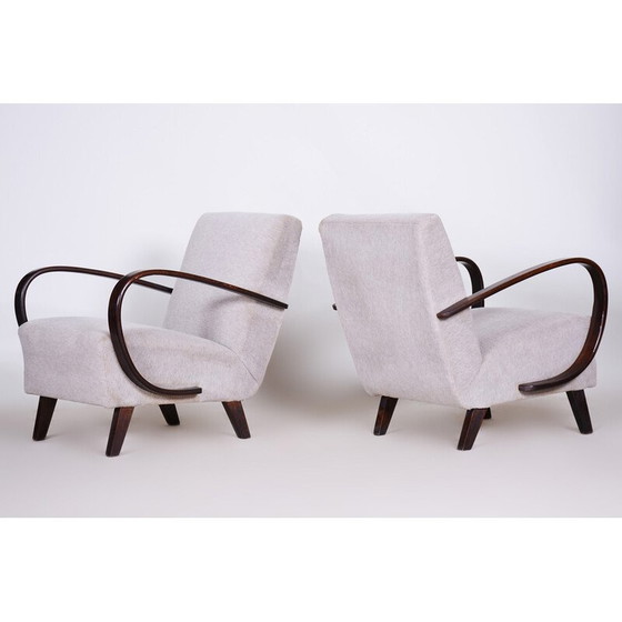 Image 1 of Paar vintage Art Deco beuken fauteuils van Jindrich Halabala voor UP Zavody, Tsjecho-Slowakije 1930