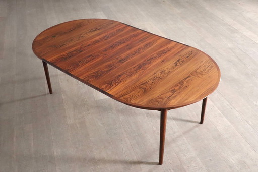 Arne Vodder Ovale Rozenhouten Eettafel Voor Sibast, 1955