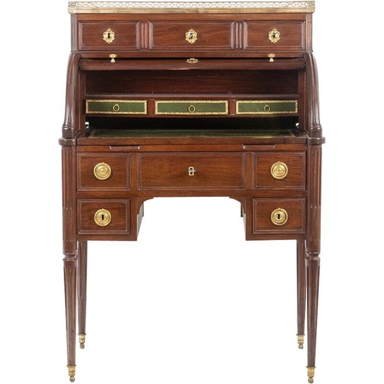 Image 1 of Vintage mahoniehouten cilinderbureau, Frankrijk