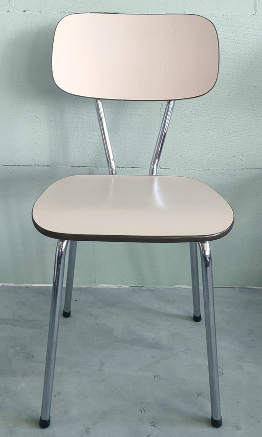 Vintage Metalen/Chroom Eetkamerstoelen Créme/Wit 