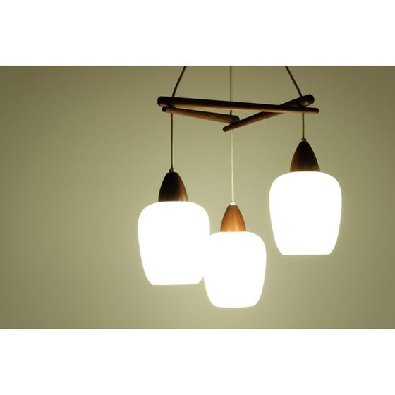 Image 1 of Vintage teakhouten hanglamp, Scandinavisch 1960