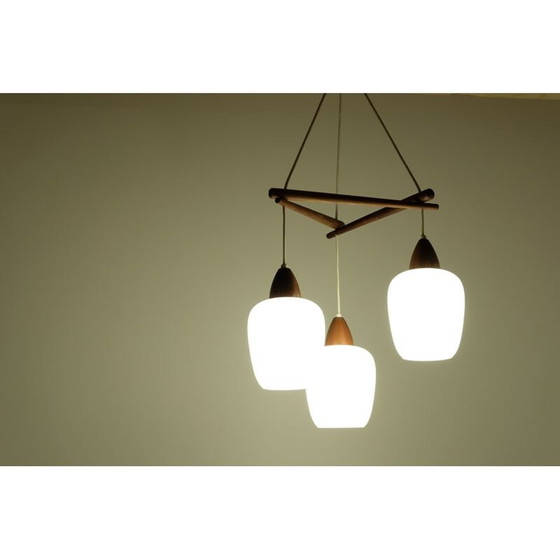 Image 1 of Vintage teakhouten hanglamp, Scandinavisch 1960