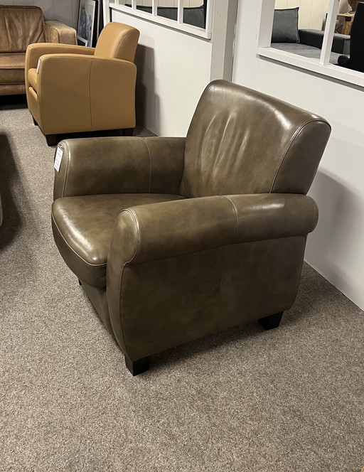 Te Koop: Stijlvolle Lichtgroene Leren Fauteuil