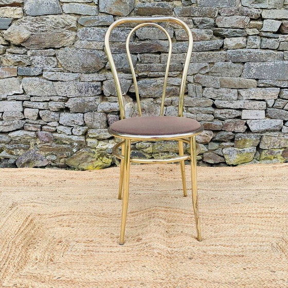 Image 1 of Set van 4 vintage gouden metalen stoelen