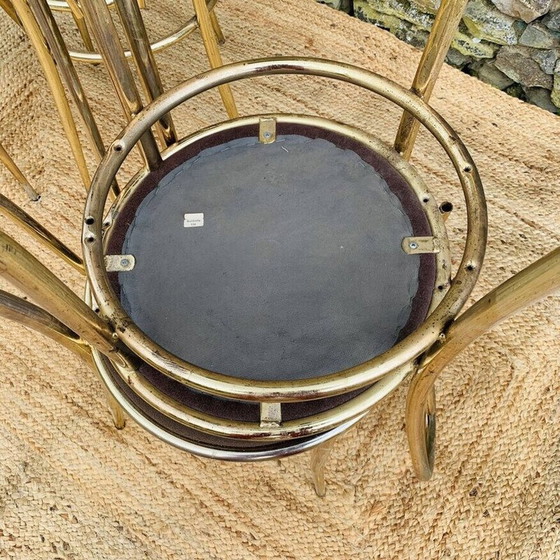 Image 1 of Set van 4 vintage gouden metalen stoelen