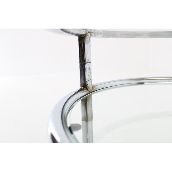 Image 1 of Vintage buisvormige salontafel van chroom en glas, Duitsland 1980