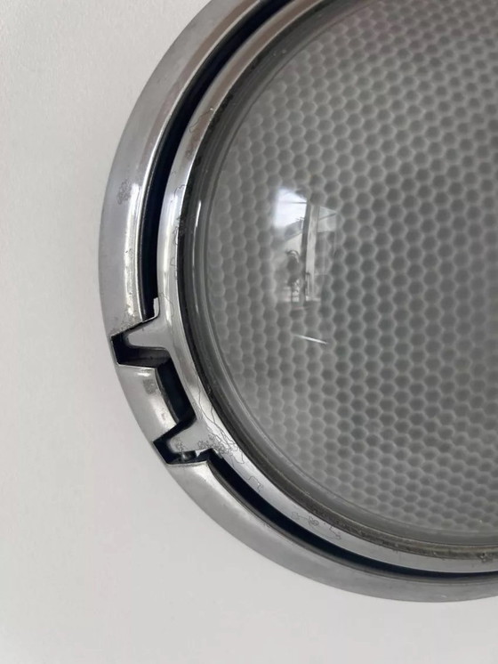 Image 1 of 2X D'Applique Vintage, Chroom Et Verre Sablé Alvéolé, Italië 1980