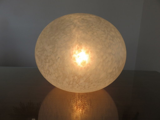 Italiaanse Caillou lamp, wit gespikkeld glas, 1980