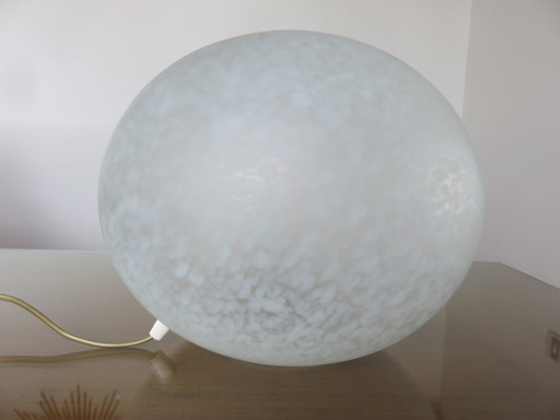 Italiaanse Caillou lamp, wit gespikkeld glas, 1980