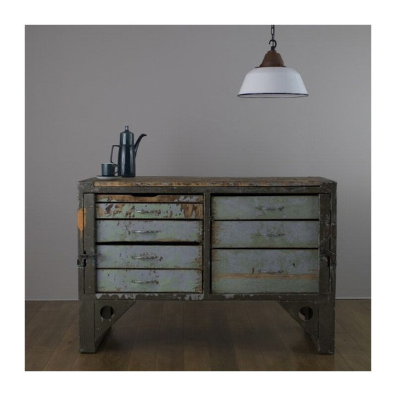 Image 1 of Vintage fabrieksstalen hanglamp, Hongarije