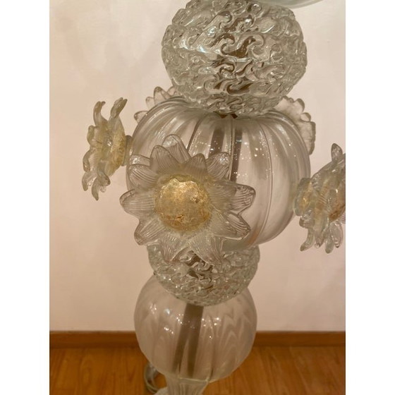 Image 1 of Vintage Murano glazen vloerlamp met transparante en honing "Ballotton" bewerkte elementen