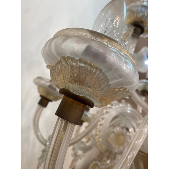 Image 1 of Vintage Murano glazen vloerlamp met transparante en honing "Ballotton" bewerkte elementen