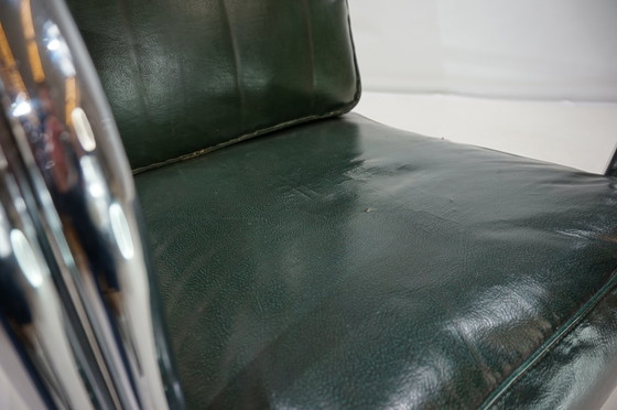 Image 1 of Art Deco Buisvormige Stalen Fauteuil In De Stijl Van Gilbert Rhode Troy Zonnescherm, 1930