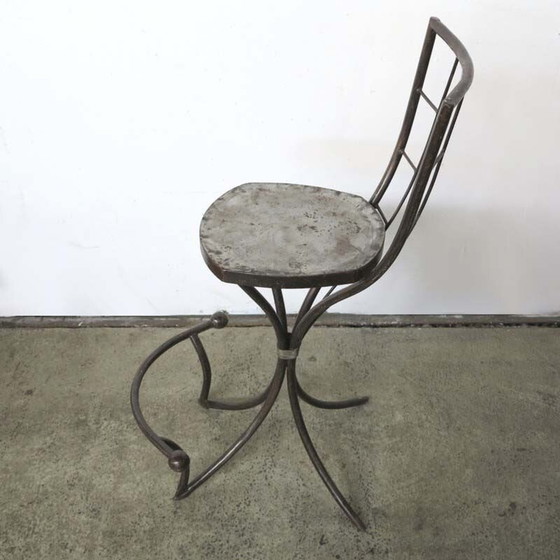 Image 1 of Paar vintage industriële metalen bijzetstoelen 1950