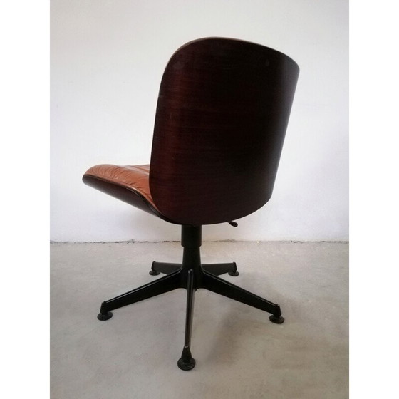 Image 1 of Vintage leren fauteuil van Ico Parisi voor Mim