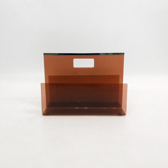 Image 1 of Vintage gerookt acryl tijdschriftenrek door Michel Dumas voor Roche Bobois, Frankrijk 1970