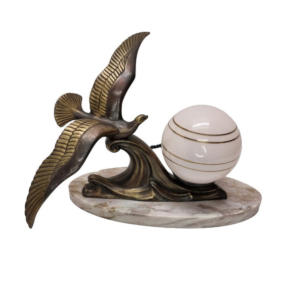 Image 1 of Art Deco Tafellamp Op Marmeren Voet