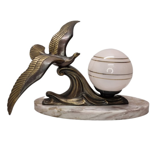 Image 1 of Art Deco Tafellamp Op Marmeren Voet