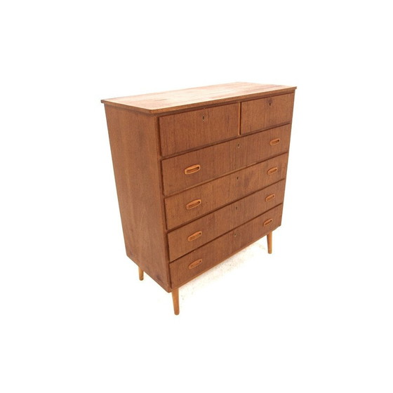 Image 1 of Vintage "tallboy" ladekast in teak en beuken, Zweden 1950