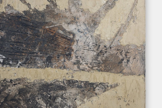 Image 1 of Set van 2 abstracte schilderijen getiteld "Fyrhat" door de Belgische kunstenaar Nico de Guchtenaere