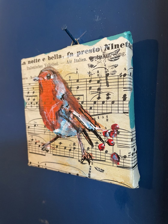 Image 1 of Schilderij Van Een Roodborstje