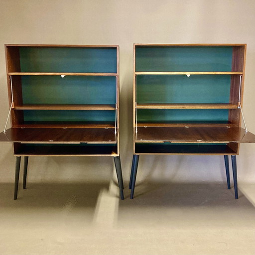 Duo van Scandinavisch Rosewood bureau 1950.