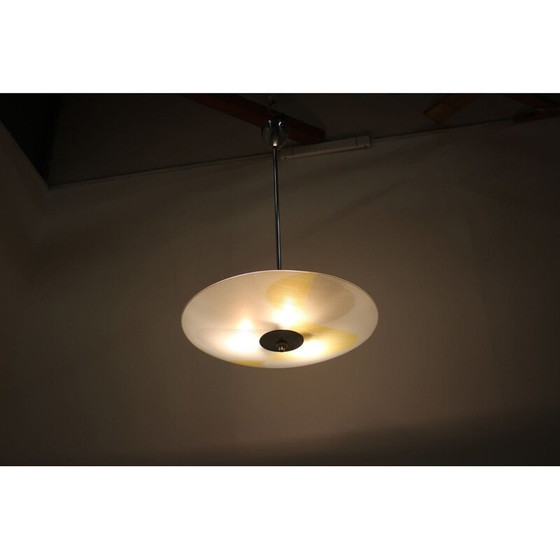 Image 1 of Vintage glazen en metalen hanglamp, Tsjecho-Slowakije 1960