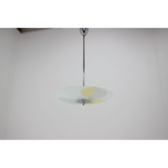 Image 1 of Vintage glazen en metalen hanglamp, Tsjecho-Slowakije 1960