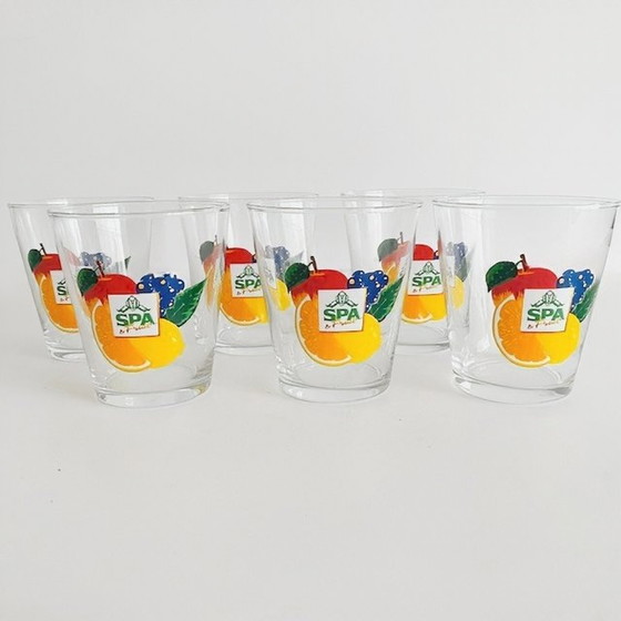 Image 1 of Zes vintage Spa fruit glazen 1980's