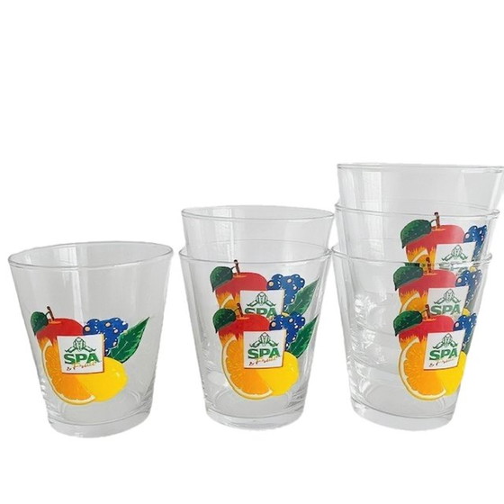 Image 1 of Zes vintage Spa fruit glazen 1980's