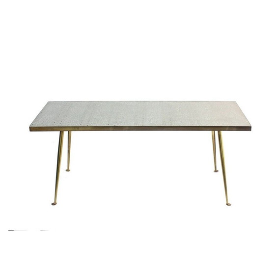 Image 1 of Vintage mozaïek salontafel op messing poten, 1950