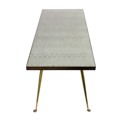 Vintage mozaïek salontafel op messing poten, 1950