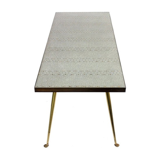 Image 1 of Vintage mozaïek salontafel op messing poten, 1950