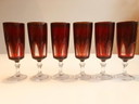 6X Vintage Cristal D'Arques Luminarc Ruby Red Champagneglazen