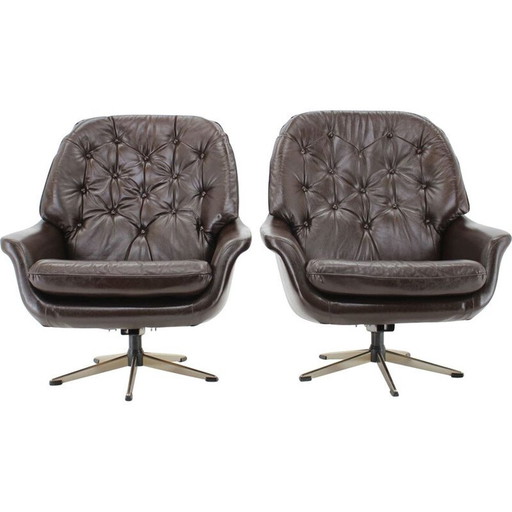 Vintage kunstleren draaifauteuil, 1970