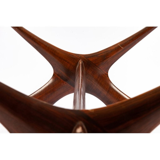 Frederik Schriever Abeln Vintage salontafel van rozenhout en glas, Denemarken 1960