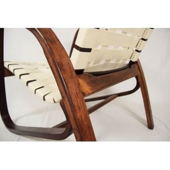 Image 1 of Vintage fauteuil en poef door Jan Vanak, Tsjecho-Slowakije 1930