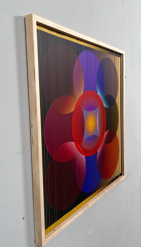 Image 1 of Lena László Voor Studio Exact, Lenticulair/3D-reliëf op aluminium plaat met laminering '27 verschillende cirkels', gelimiteerd