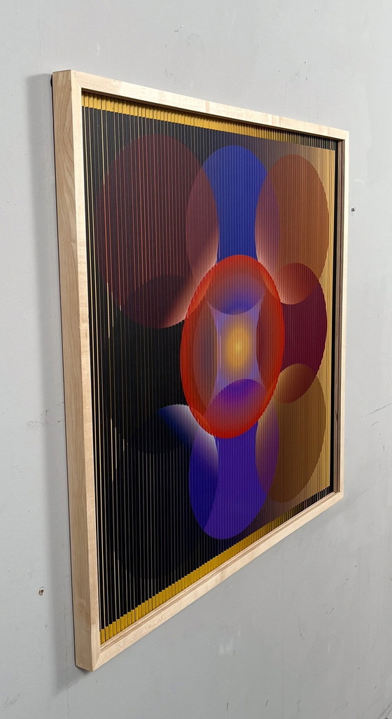 Image 1 of Lena László Voor Studio Exact, Lenticulair/3D-reliëf op aluminium plaat met laminering '27 verschillende cirkels', gelimiteerd